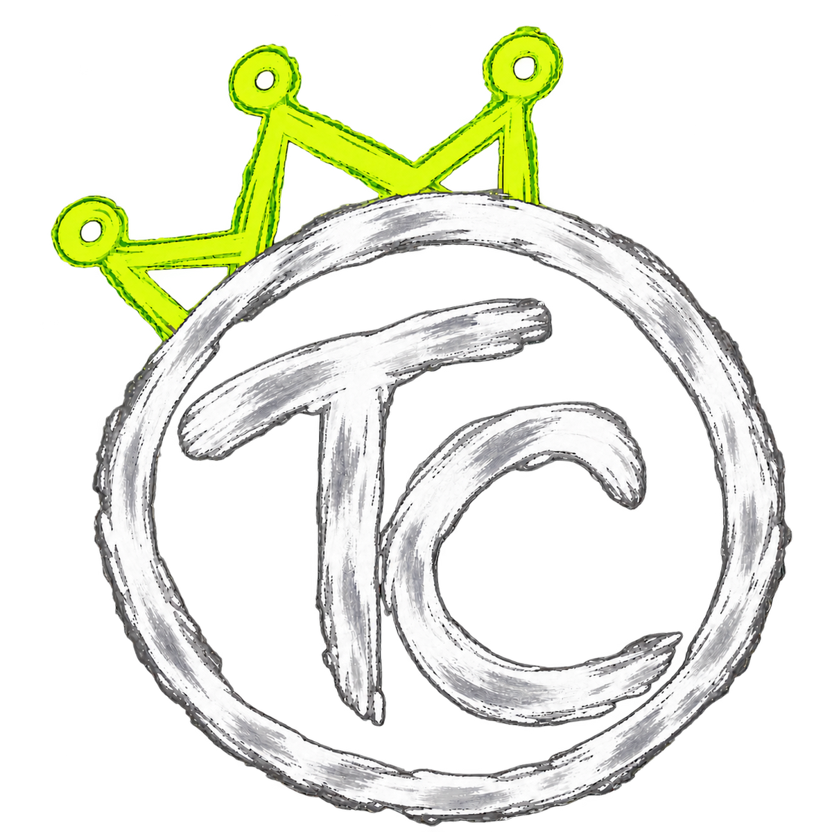 Trench Chimps white brush TC logo with lime crown